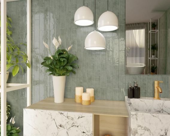 Sage Green Glazed Subway Tile