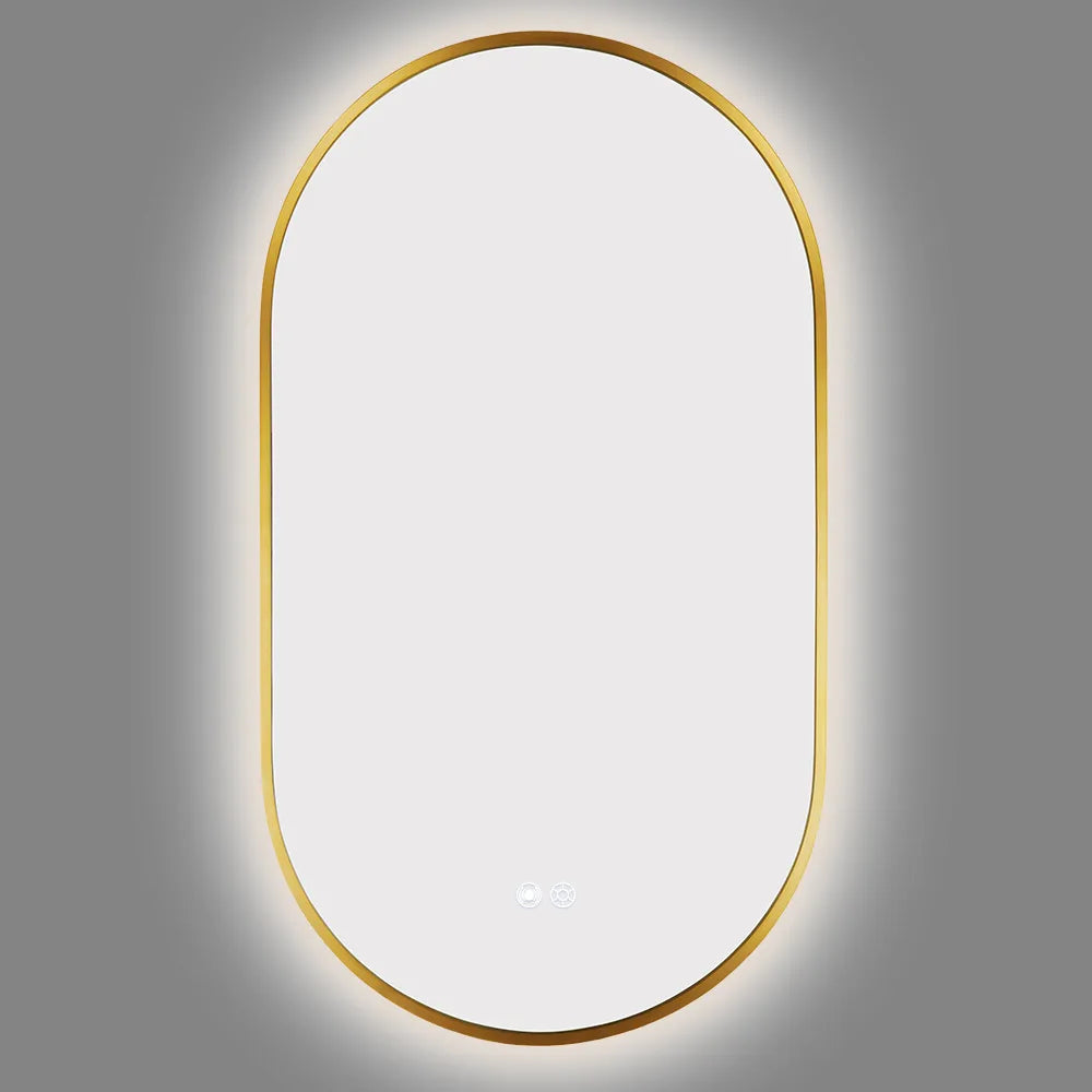 900x500MM METAL FRAME OVAL BACKLIT LED MIRROR WITH MOTION SENSOR | DEFOGGER | 3 COLOURS LIGHTS