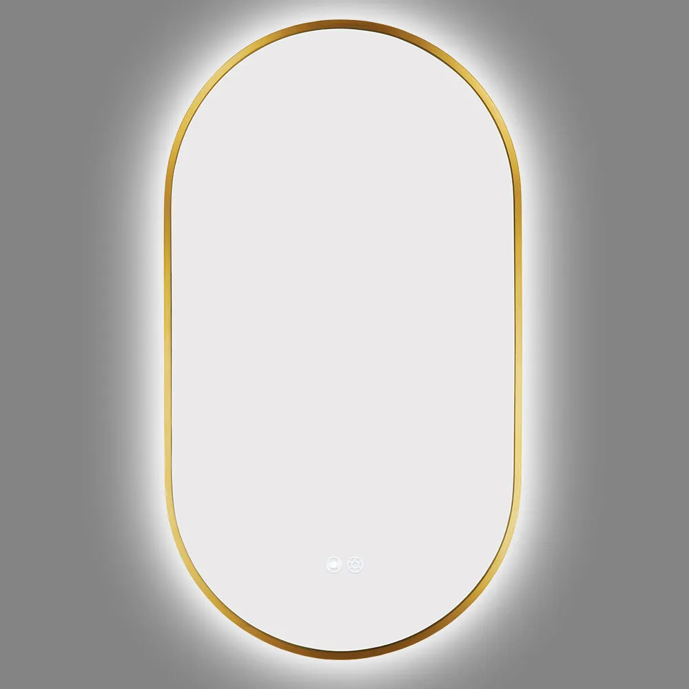 900x500MM METAL FRAME OVAL BACKLIT LED MIRROR WITH MOTION SENSOR | DEFOGGER | 3 COLOURS LIGHTS