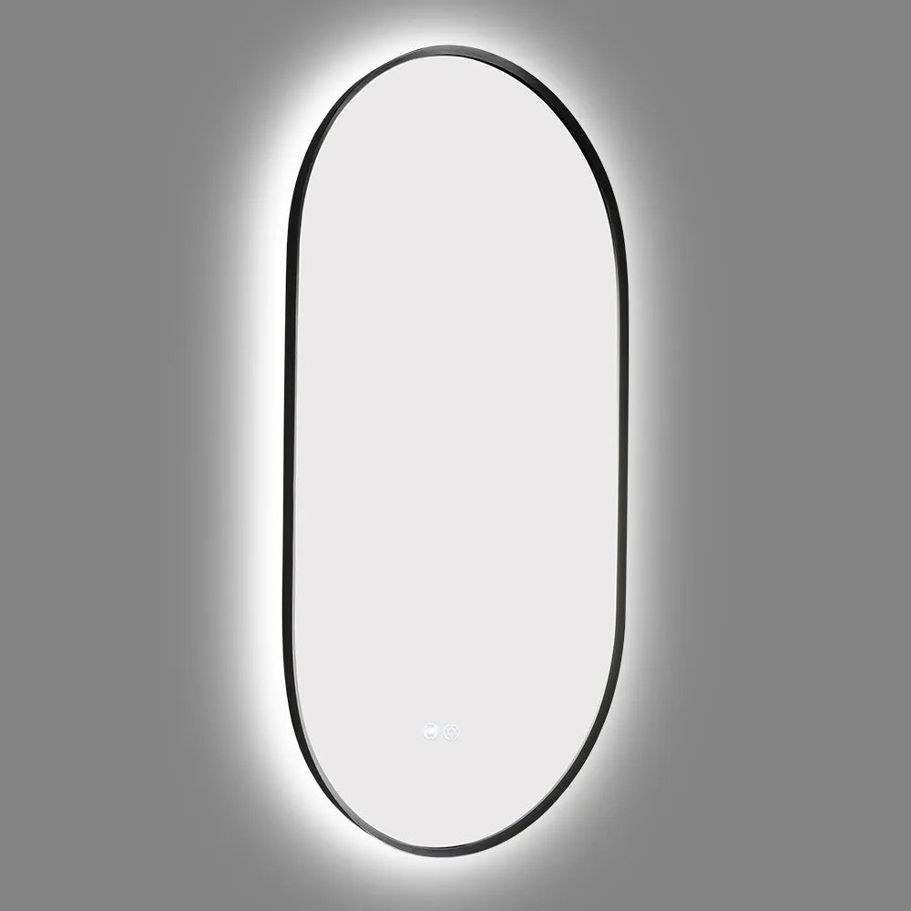 900x500MM METAL FRAME OVAL BACKLIT LED MIRROR WITH MOTION SENSOR | DEFOGGER | 3 COLOURS LIGHTS