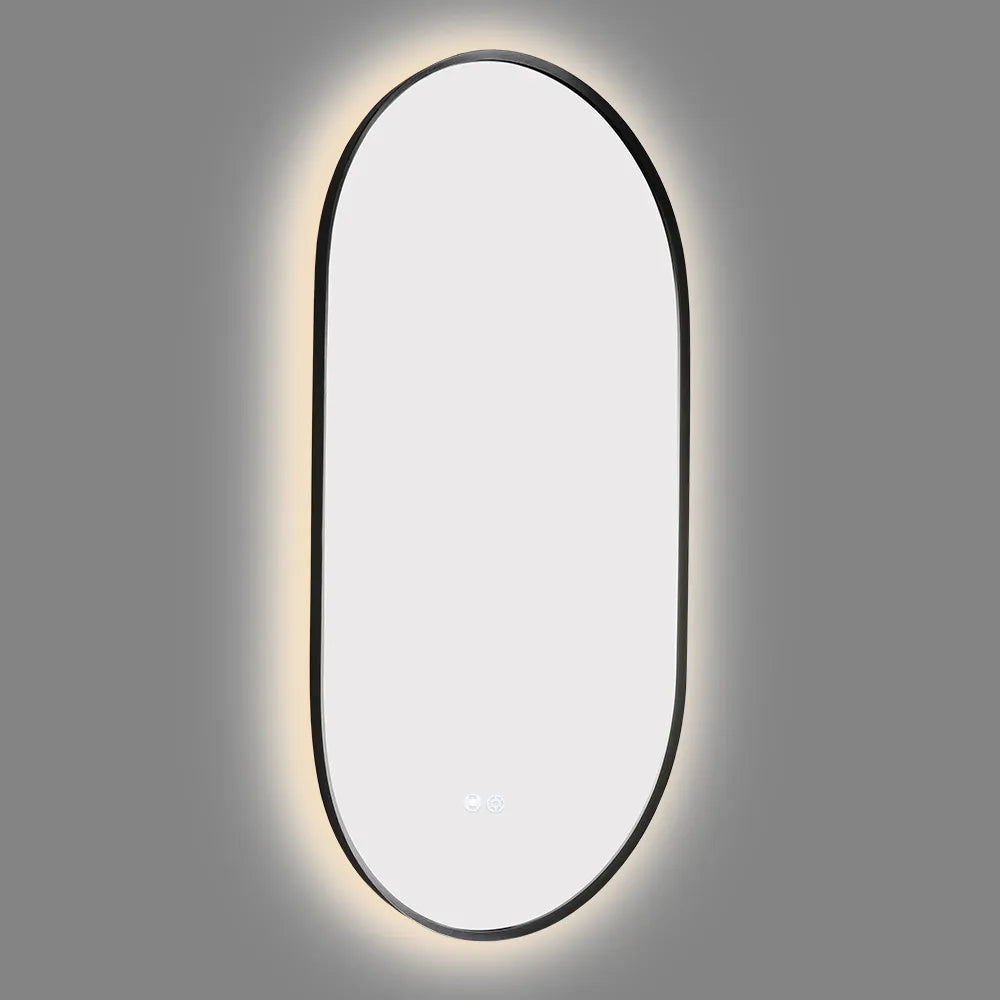 900x500MM METAL FRAME OVAL BACKLIT LED MIRROR WITH MOTION SENSOR | DEFOGGER | 3 COLOURS LIGHTS