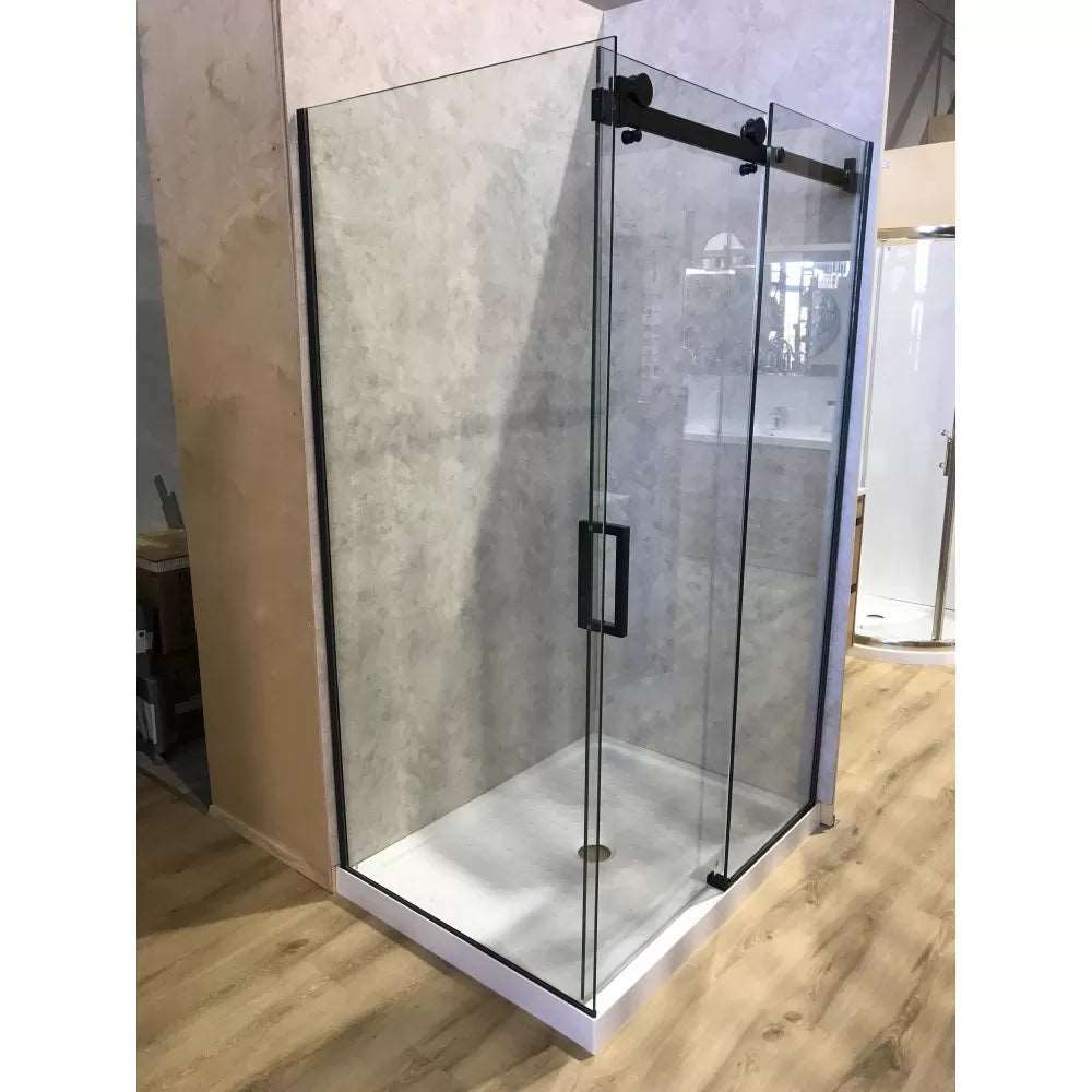 1200X1000MM BLACK FRAMELESS SLIDING DOOR SHOWER ENCLOSURE