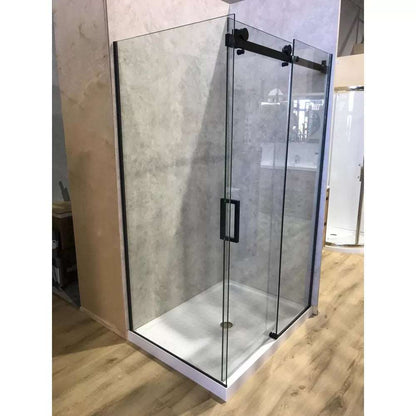 1200X800MM BLACK FRAMELESS RECTANGLE SHOWER GLASS ENCLOSURE