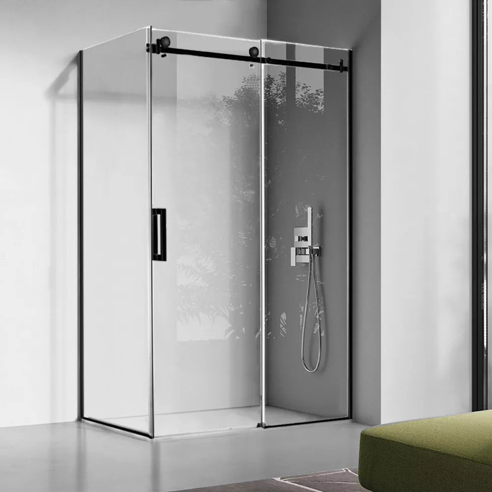 1200X900MM BLACK FRAMELESS RECTANGLE SHOWER GLASS ENCLOSURE