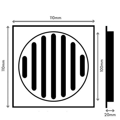 100MM SQUARE FLOOR DRAIN - BRUSHED NICKEL