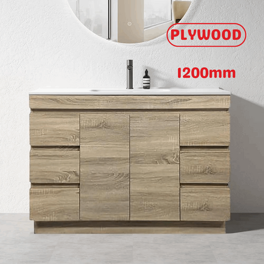 1200MM MADRID PLYWOOD LIGHT OAK FREESTANDING VANITY