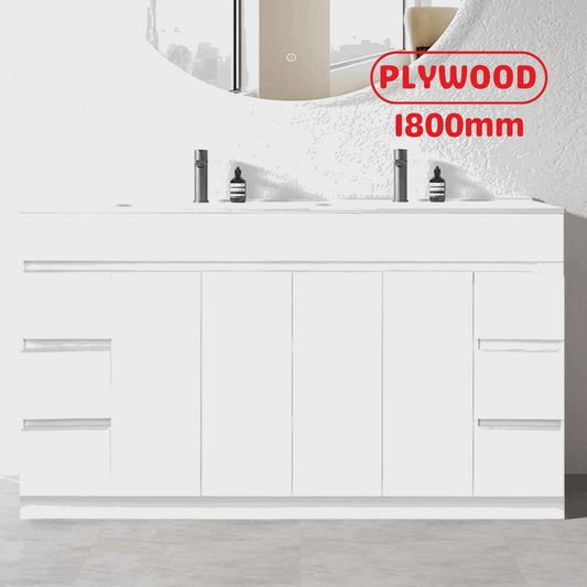 1800MM MADRID  WHITE GLOSS PLYWOOD FLOORSTANDING VANITY