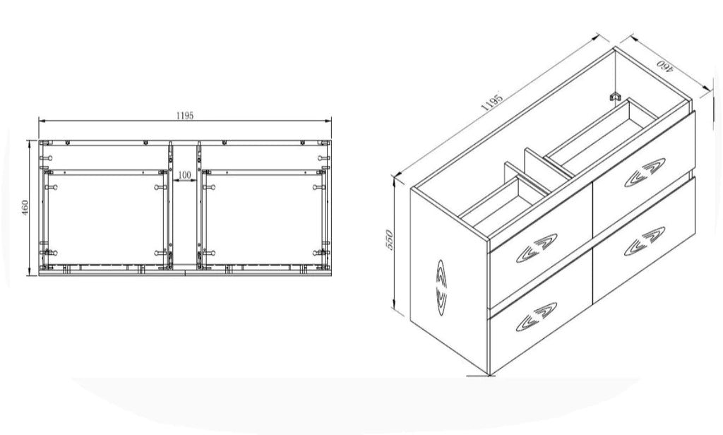 NELSON WALL HUNG VANITY | 1200MM | LIGHT OAK | PLYWOOD | DOUBLE BASIN