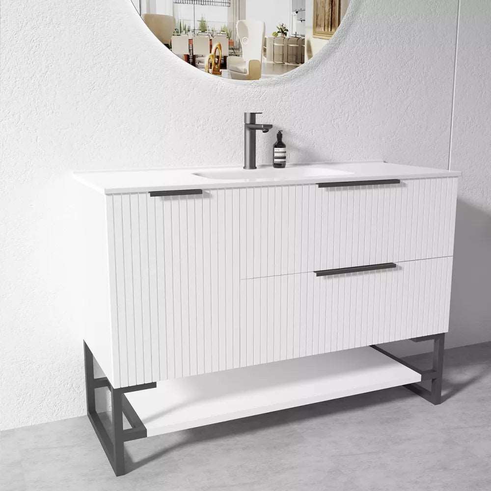 1200MM FLUTED WHITE PLYWOOD FLOORSTANDING VANITY