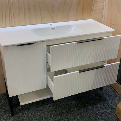 1200MM FLUTED WHITE PLYWOOD FLOORSTANDING VANITY