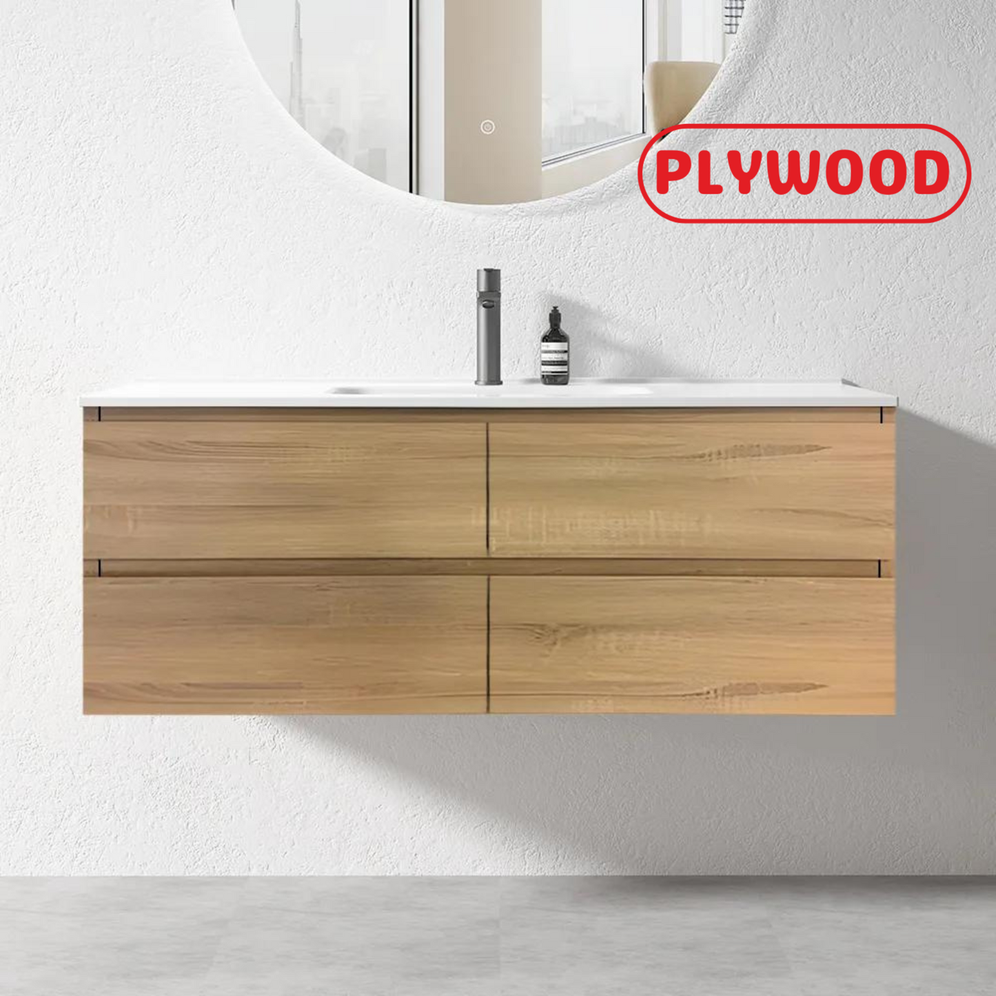 NELSON WALL HUNG VANITY | 1200MM | LIGHT OAK | PLYWOOD | SINGLE BASIN