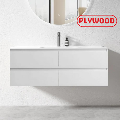 NELSON WALL HUNG VANITY | 1500MM | GLOSS WHITE | PLYWOOD| SINGLE BASIN