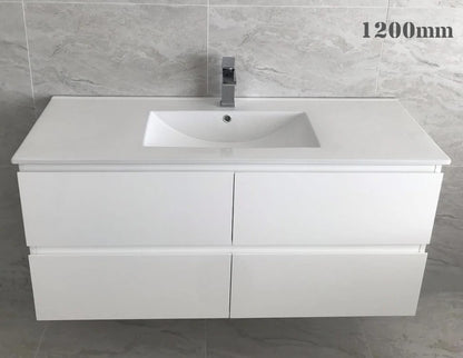 NELSON WALL HUNG VANITY | 1200MM | GLOSS WHITE | PLYWOOD| SINGLE BASIN