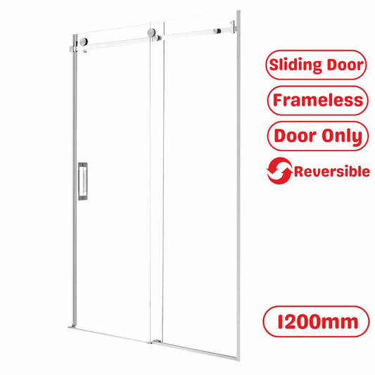 1200MM CHROME FRAMELESS SLIDING SHOWER DOOR GLASS