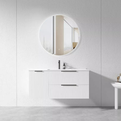 WHITE WALL HUNG VANITY | 1200MM | FLUTED | PLYWOOD | SINGLE BASIN