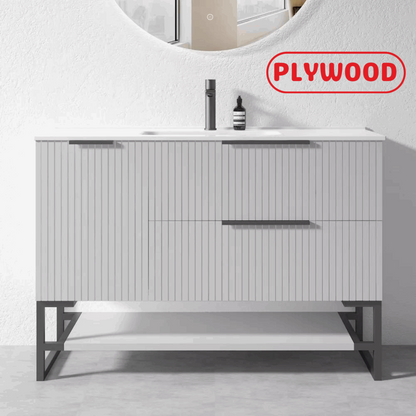 1200MM FLUTED GREY PLYWOOD FLOORSTANDING VANITY