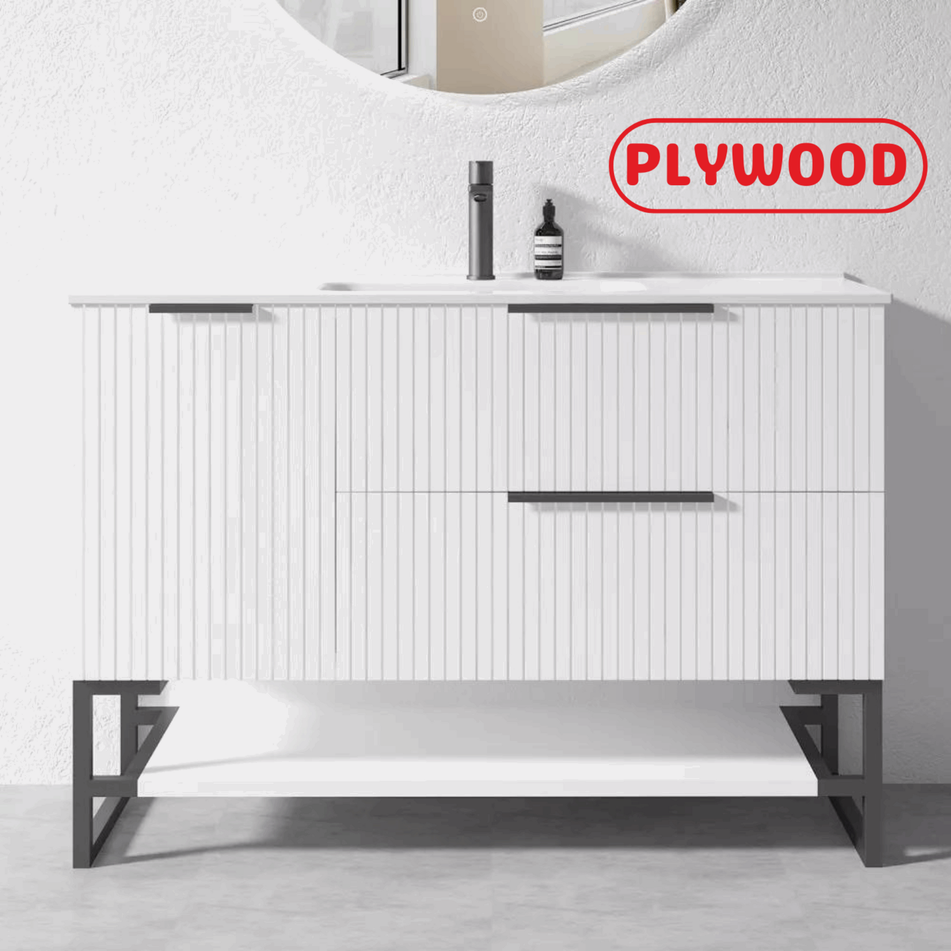 1200MM FLUTED WHITE PLYWOOD FLOORSTANDING VANITY