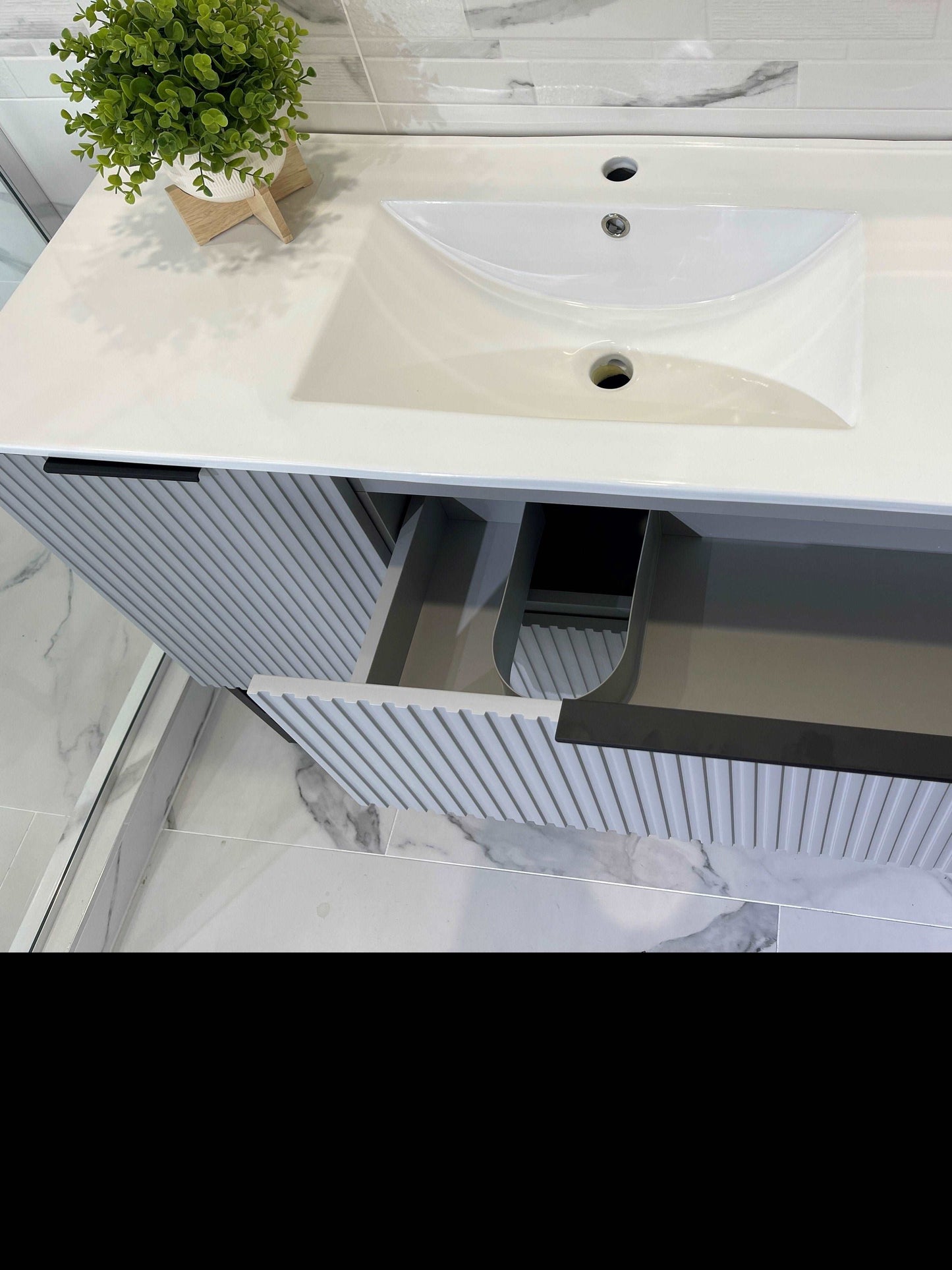 1200MM FLUTED GREY PLYWOOD FLOORSTANDING VANITY