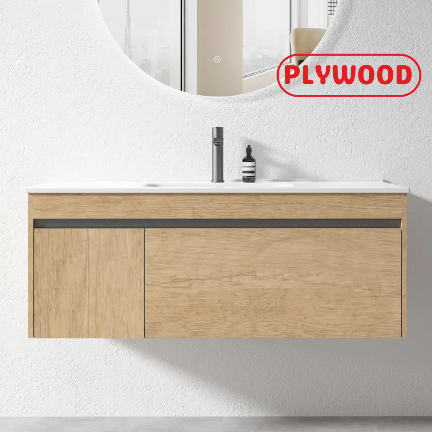 HONEY OAK WALL HUNG VANITY | 1200MM SINGLE BASIN VANITY | BC13