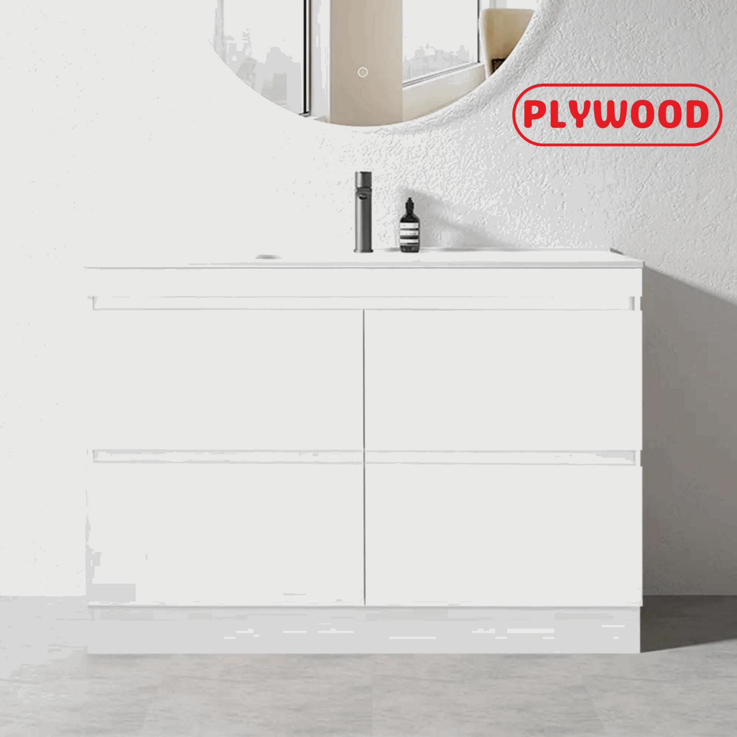 1200MM POLO GLOSS WHITE PLYWOOD FLOORSTANDING VANITY SINGLE BASIN