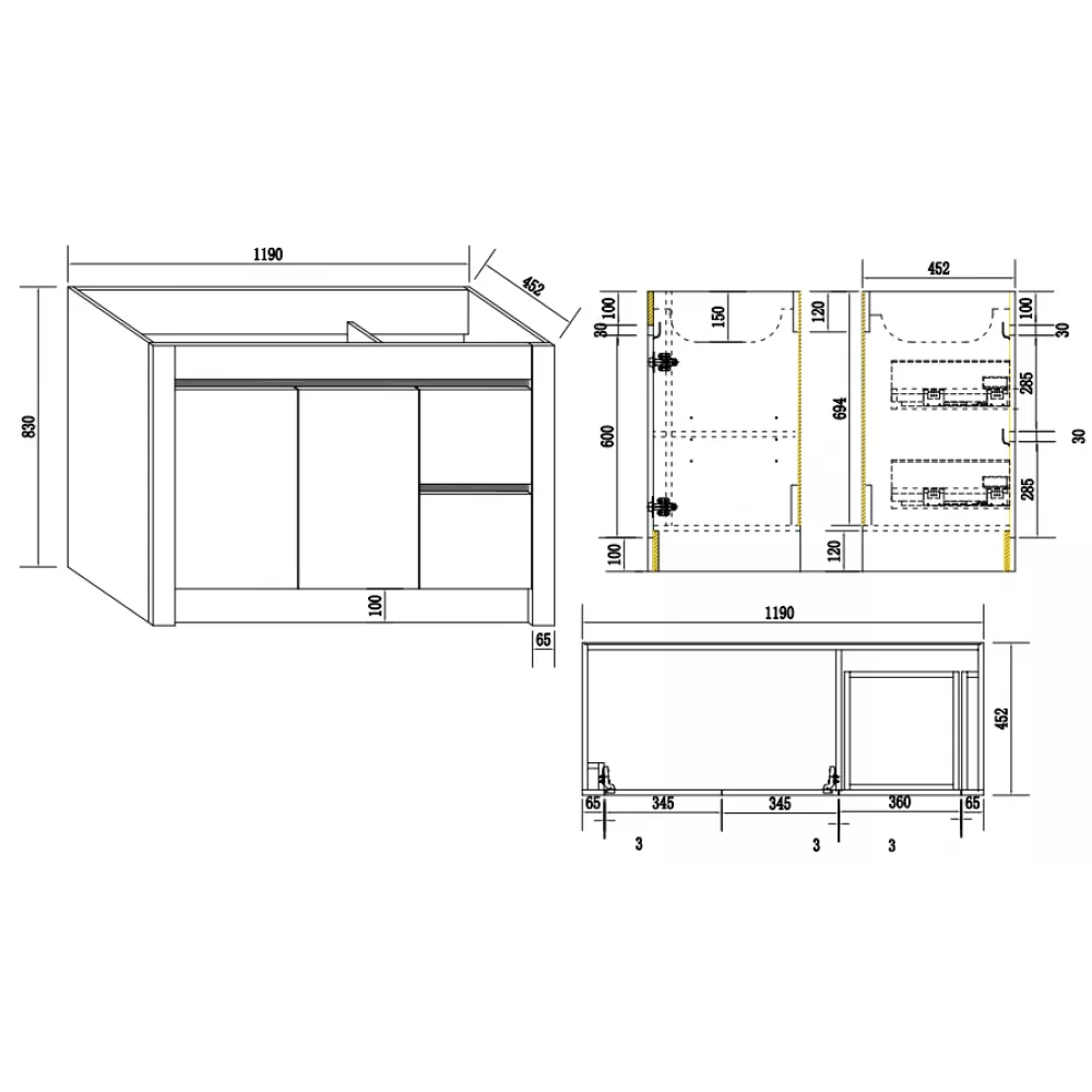 BC7 1200MM PLYWOOD FLOOR STANDING VANITY