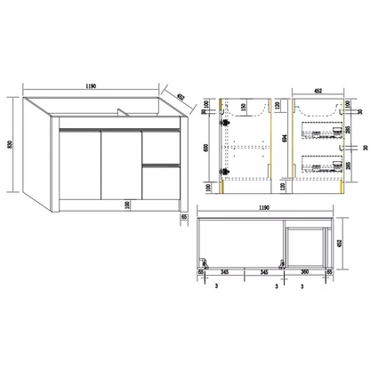 BC7 1200MM PLYWOOD FLOOR STANDING VANITY