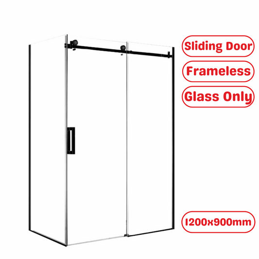 1200X900MM BLACK FRAMELESS RECTANGLE SHOWER GLASS ENCLOSURE