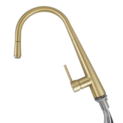 CHASE ROUND PULLOUT KITCHEN SINK MIXER - BRUSHED BRASS