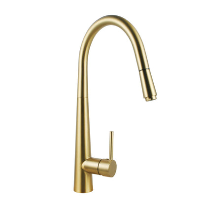 CHASE ROUND PULLOUT KITCHEN SINK MIXER - BRUSHED BRASS