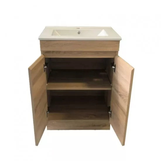 600MM MADRID LIGHT OAK PLYWOOD FLOORSTANDING VANITY