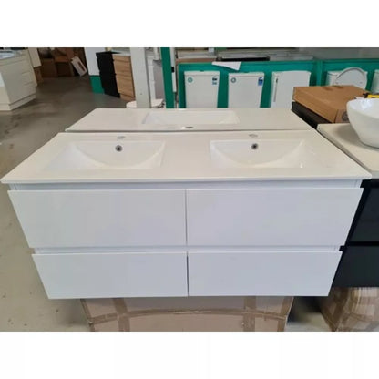 NELSON WALL HUNG VANITY | 1200MM | GLOSS WHITE | PLYWOOD| DOUBLE BASIN