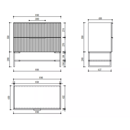 900MM FLUTED GREY FLOORSTANDING PLYWOOD VANITY