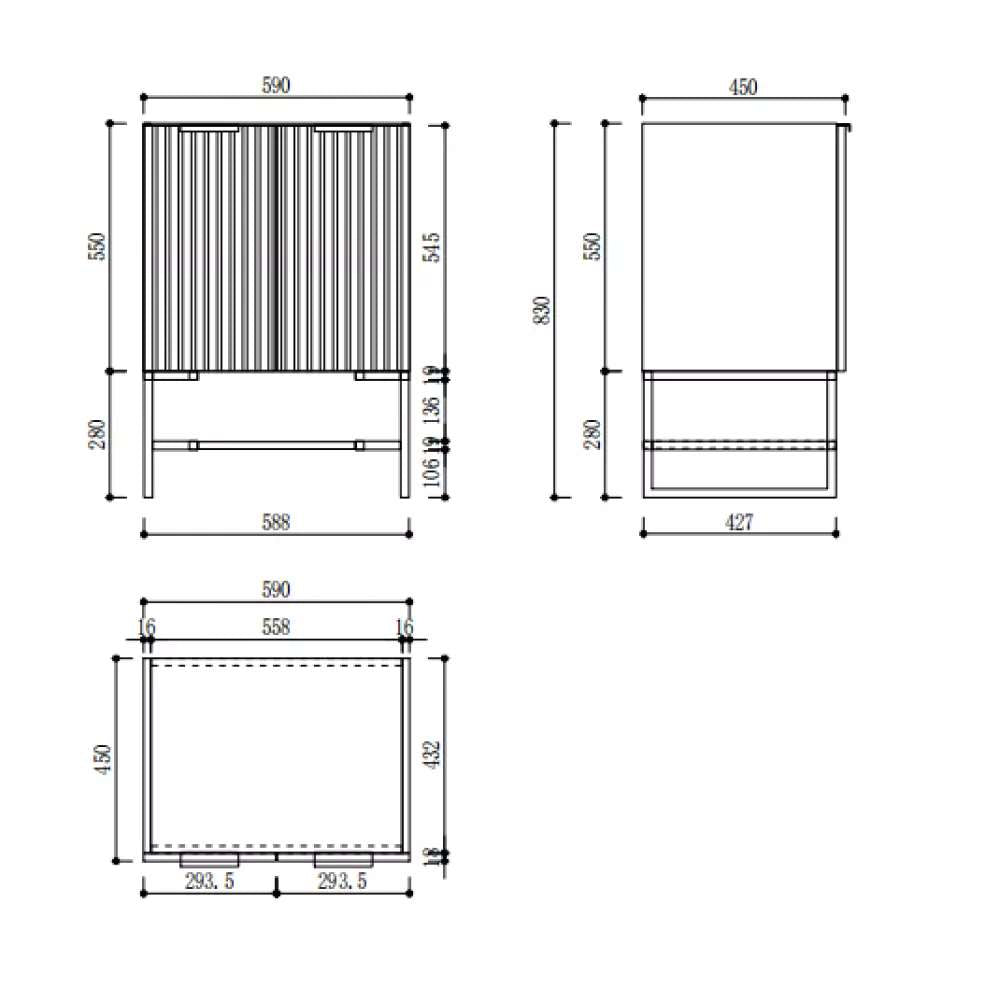 600MM FLUTED GREY PLYWOOD FLOORSTANDING VANITY