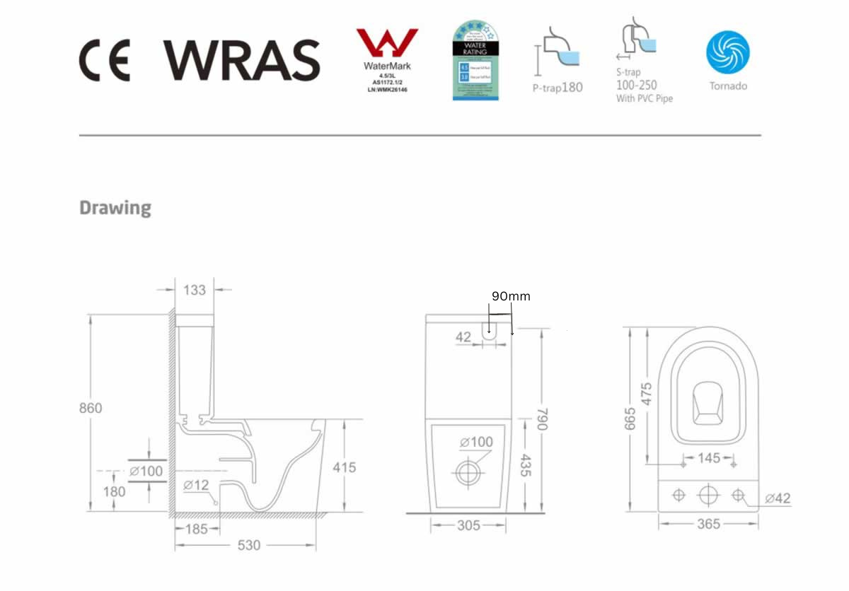 NIERSI TORNADO TOILET SUITE 665*365*860MM