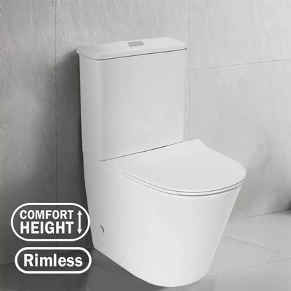 SANEUX UNI COMFORT HEIGHT RIMLESS GLOSS WHITE BACK TO WALL TOILET