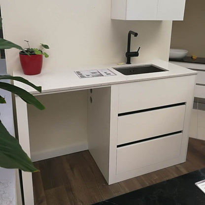 1500MM WHITE PLYWOOD LAUNDRY STATION | STONE BENCHTOP | STAINLESS STEEL SINK