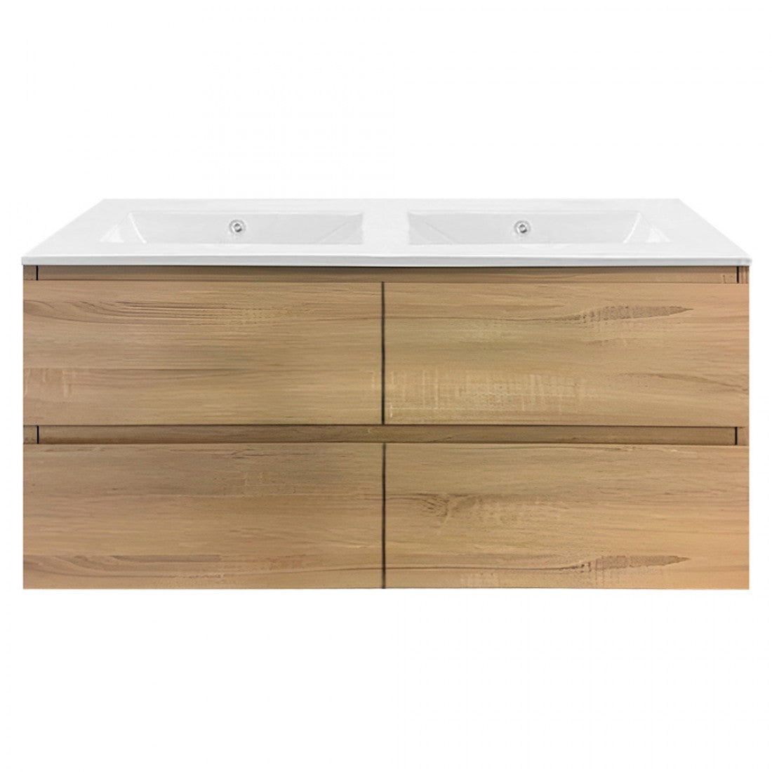 NELSON WALL HUNG VANITY | 1200MM | LIGHT OAK | PLYWOOD | DOUBLE BASIN