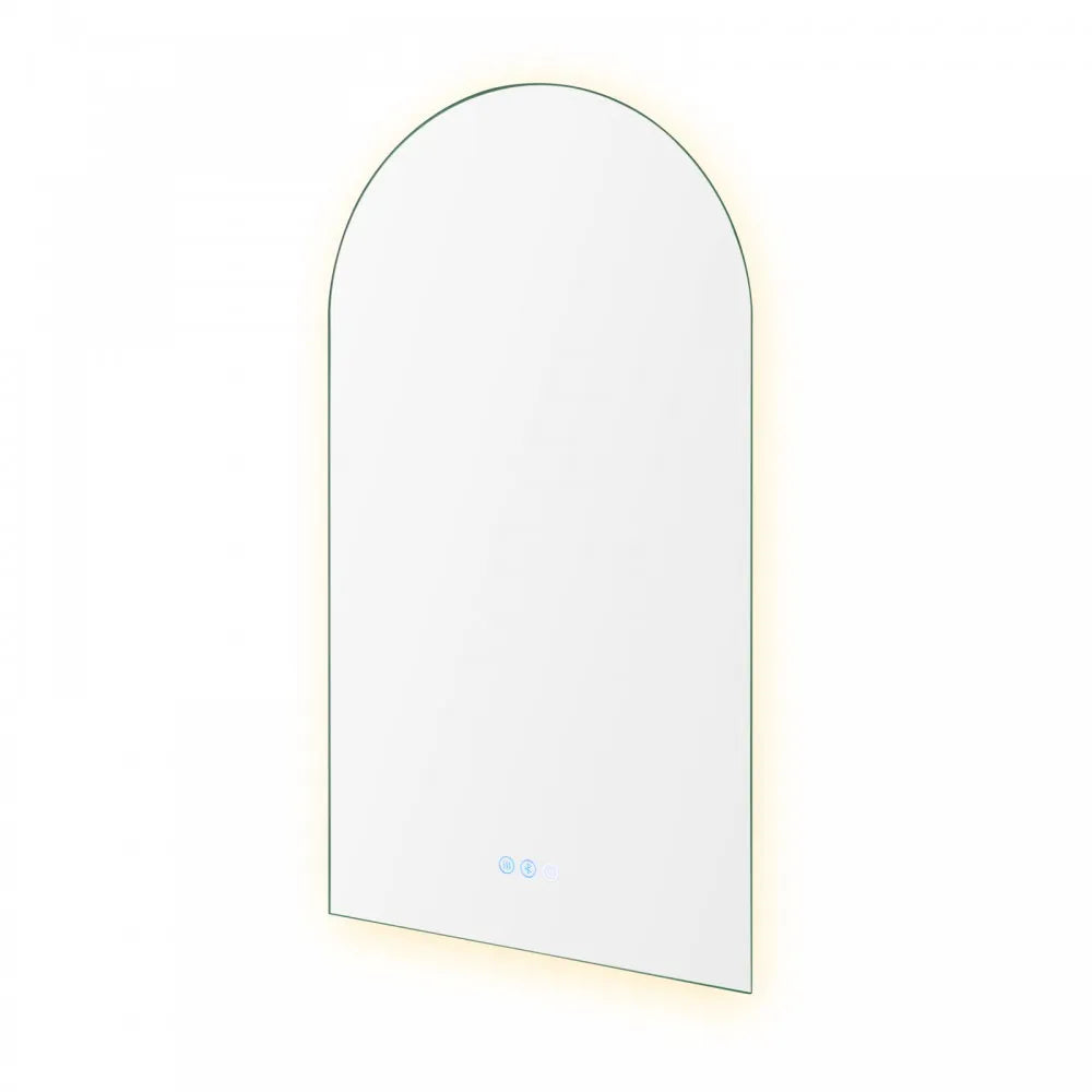 900x500MM ARCH BACKLIT LED MIRROR WITH BLUETOOTH SPEAKER | DEFOGGER | 3 COLOURS LIGHTS