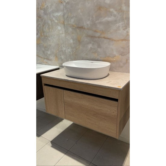 HONEY OAK WALL HUNG VANITY | 600MM | SINGLE DRAWER | BC13