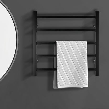 5 BAR SQUARE HEATED TOWEL RAIL - MATTE BLACK 530H*600W*120D