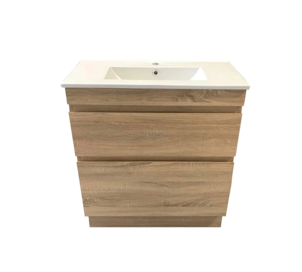 VALENTINA SLIM FLOOR STANDING VANITY | LIGHT OAK | 600MM | PLYWOOD