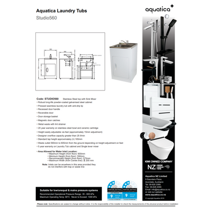 AQUATICA STUDIO LAUNDRY TUB 560MM DOOR MODEL