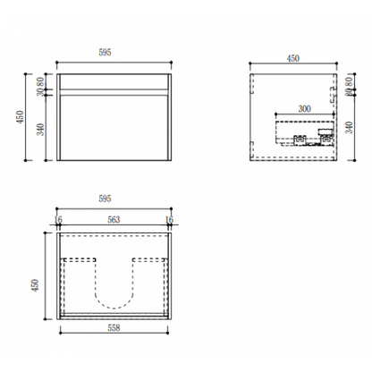 HONEY OAK WALL HUNG VANITY | 600MM | SINGLE DRAWER | BC13