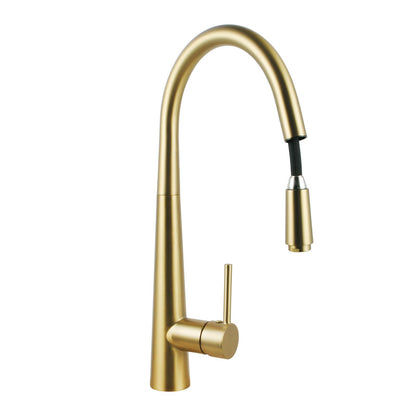 CHASE ROUND PULLOUT KITCHEN SINK MIXER - BRUSHED BRASS