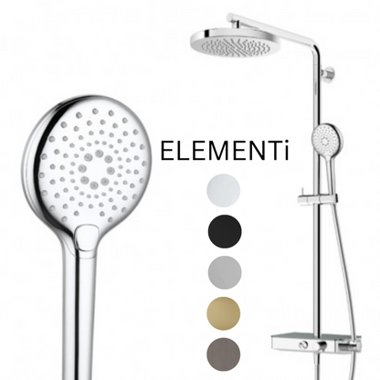 ELEMENTI SPLASH PLUS 3FCT COLUMN SHOWER WITH INTEGRATED THERMOSTATIC SHOWER MIXER & SHELF - 5 COLOURS