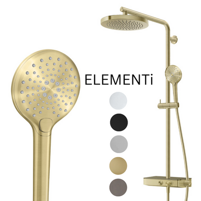 ELEMENTI SPLASH PLUS 3FCT COLUMN SHOWER WITH INTEGRATED THERMOSTATIC SHOWER MIXER & SHELF - 5 COLOURS