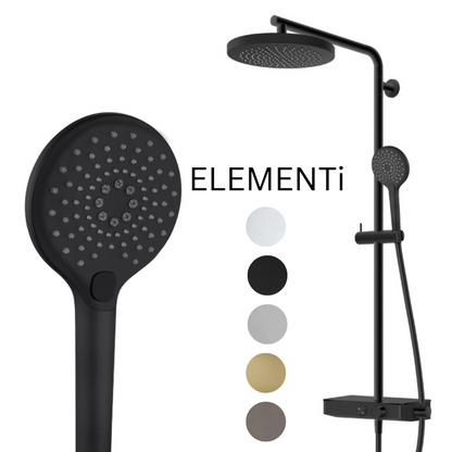 ELEMENTI SPLASH PLUS 3FCT COLUMN SHOWER WITH INTEGRATED THERMOSTATIC SHOWER MIXER & SHELF - 5 COLOURS