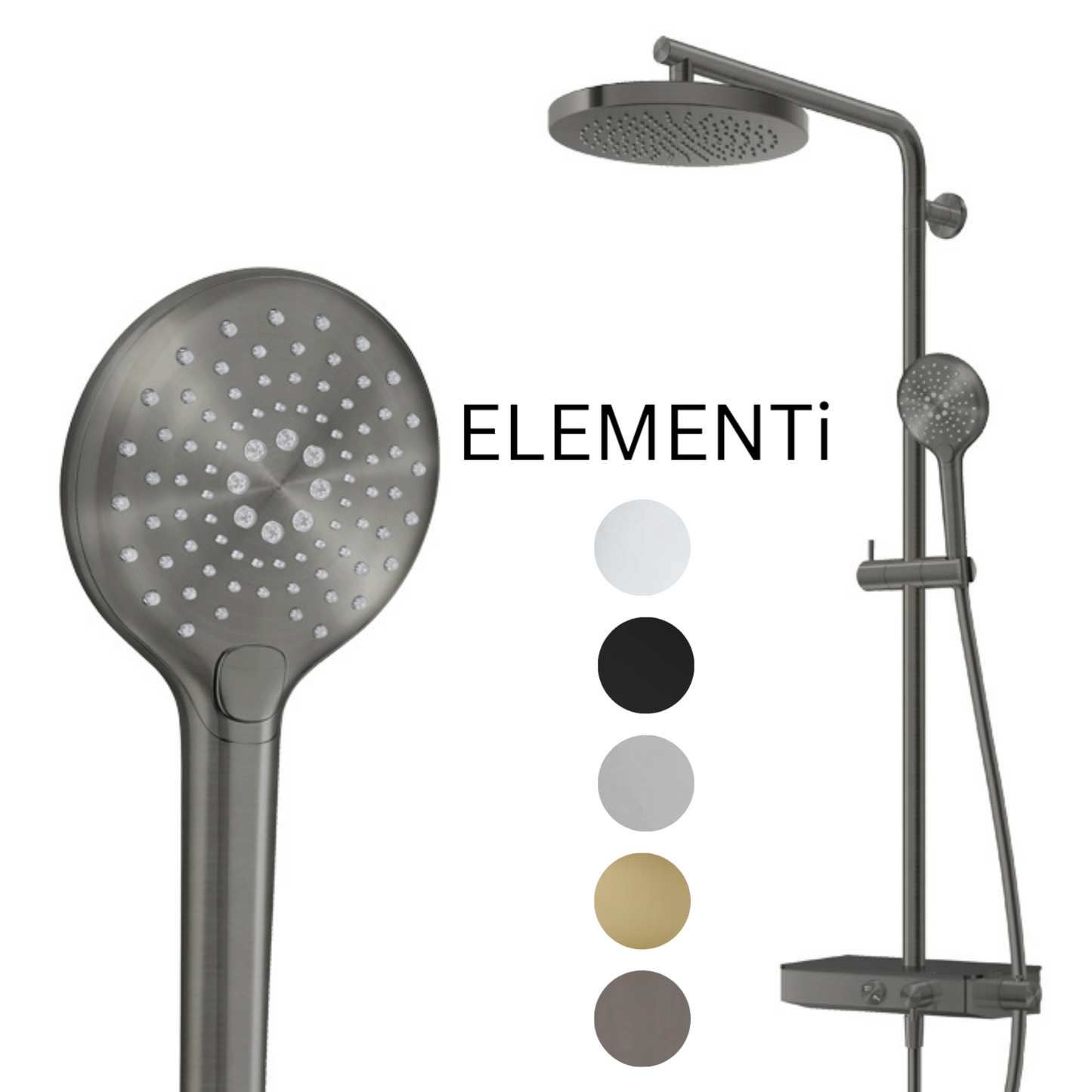 ELEMENTI SPLASH PLUS 3FCT COLUMN SHOWER WITH INTEGRATED THERMOSTATIC SHOWER MIXER & SHELF - 5 COLOURS