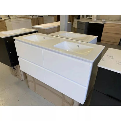 NELSON WALL HUNG VANITY | 1200MM | GLOSS WHITE | PLYWOOD| DOUBLE BASIN