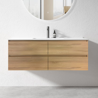 NELSON WALL HUNG VANITY | 1500MM | LIGHT OAK | PLYWOOD | SINGLE BASIN